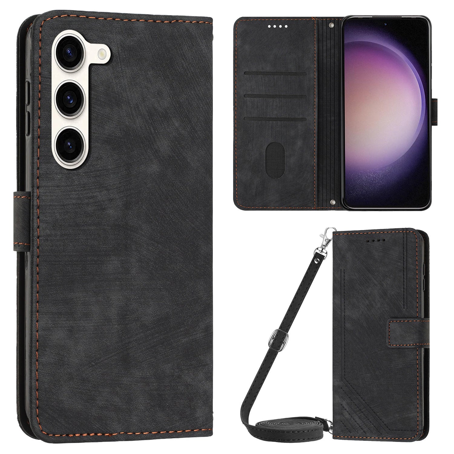 For Samsung Galaxy S23 Wallet Case PU Leather Folio Flip Shell Lines Imprinted Stand Phone Cover For Samsung Galaxy S23 Wallet Case PU Leather Folio Flip Shell Lines Imprinted Stand Phone Cover